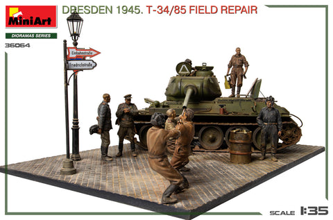 MiniArt 1/35 Dresden 1945. T-34/85 Field Repair. Big Set