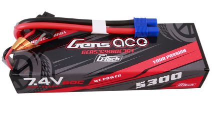 Gens Ace G-Tech Hard Case 5300mAh 2S 7.4V 60C LiPo EC3 Plug