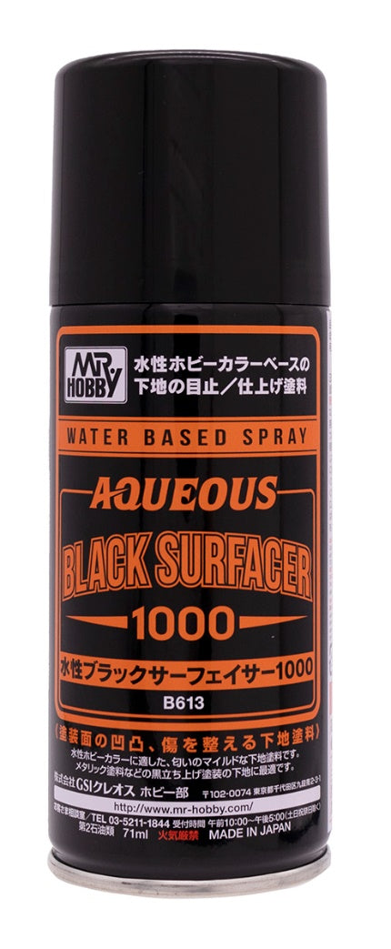 Mr Hobby B613 Aqueous Black Surfacer 1000 Spray