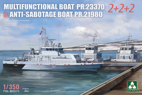 Takom 1/350 Multifunctional Boat PR.23370 & Anti-Sabotage Boat PR.21980 2+2+2