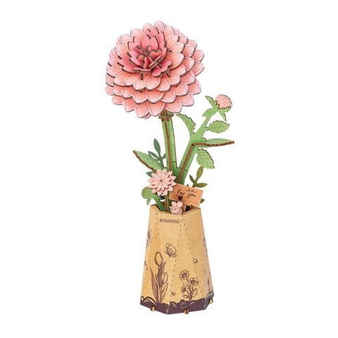 Rowood DIY Pink Dahlia 3D Wooden Puzzle