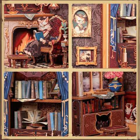 CuteBee DIY Book Nook Kit -  Count Cat's Study