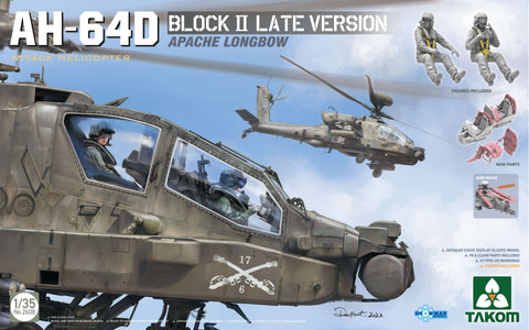 A Takom 1/35 AH-64D Attack Helicopter Apache Longbow Block II Late Version priced at $119.99 available from Echelon Hobbies