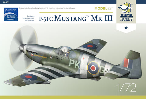 A Arma Hobby 1/72 P-51 C Mustang Mk. III Model Kit priced at $39.99 available from Echelon Hobbies