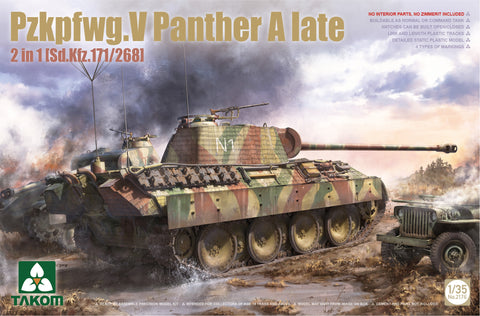 A Takom 1/35 Pzkpfwg.V Panther A late 2 in 1 [Sd.Kfz.171/268] priced at $68.75 available from Echelon Hobbies