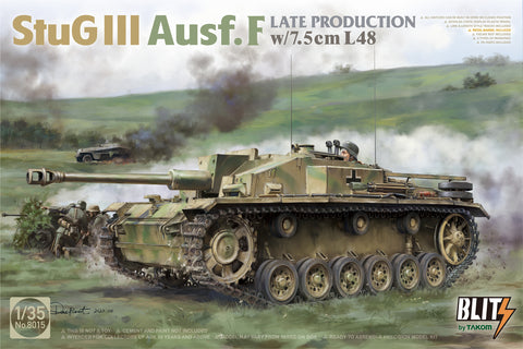 A Takom 1/35 StuG III Ausf.F Late Production w/7.5cm L48 priced at $49.99 available from Echelon Hobbies