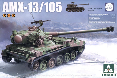 A Takom 1/35 French Light Tank AMX-13/105 2 in 1 priced at $61.75 available from Echelon Hobbies