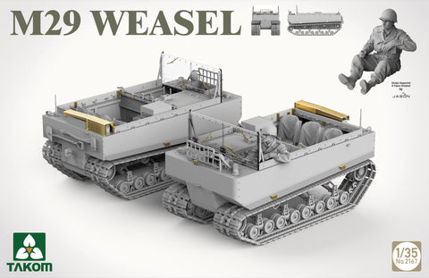 A Takom 1/35 M29 WEASEL priced at $42.25 available from Echelon Hobbies