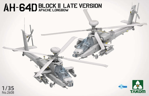 A Takom 1/35 AH-64D Attack Helicopter Apache Longbow Block II Late Version priced at $119.99 available from Echelon Hobbies