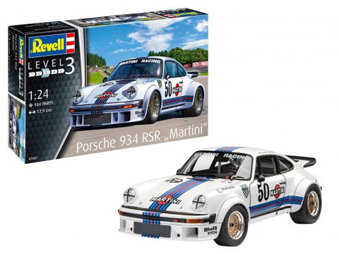 A Revell 1/24 Porsche 934 Rsr "Martini" priced at $46.50 available from Echelon Hobbies