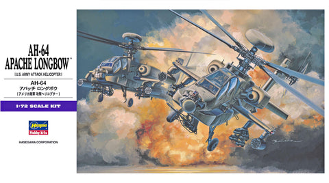 A Hasegawa 1/72 AH-64 Apache Longbow priced at $23.99 available from Echelon Hobbies