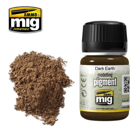 A Ammo Mig Dark Earth Pigment priced at $8.99 available from Echelon Hobbies