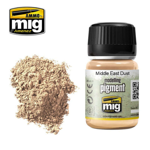 A Ammo Mig Middle East Dust Pigment priced at $8.99 available from Echelon Hobbies