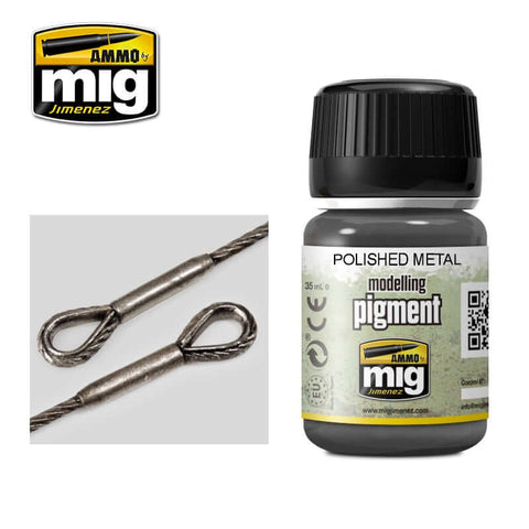 A Ammo Mig Polished Metal Pigment priced at $8.99 available from Echelon Hobbies