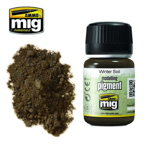 A Ammo Mig Winter Soil Pigment priced at $8.99 available from Echelon Hobbies