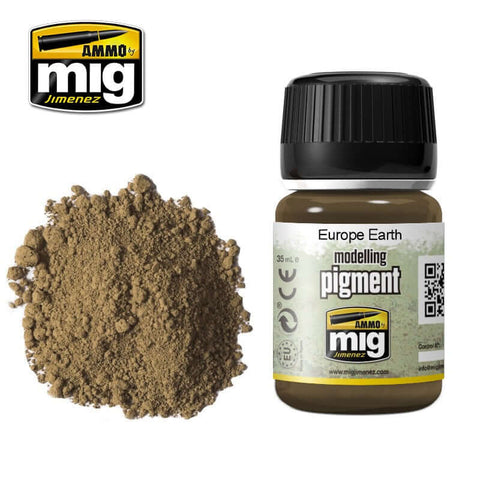 A Ammo Mig Europe Earth Pigment priced at $8.99 available from Echelon Hobbies