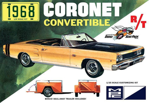 A MPC 1/25 1968 Dodge Coronet Convertible W/Trailer priced at $56.99 available from Echelon Hobbies