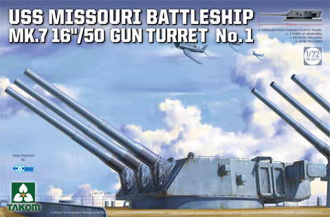 A Takom 1/72 USS Missouri Battleship MK.7 16''/50 Gun Turret No.1 priced at $79.99 available from Echelon Hobbies