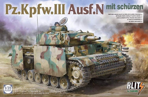 A Takom 1/35 Pz.Kpfw.III Ausf.N mit Schurzen Tank priced at $49.99 available from Echelon Hobbies