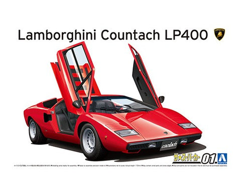 A Aoshima 1/24 '74 Lamborghini Countach LP400 priced at $50.25 available from Echelon Hobbies