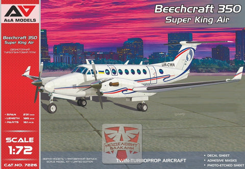 A A&A Models 1/72 Beechcraft 350 "King Air" priced at $66.75 available from Echelon Hobbies