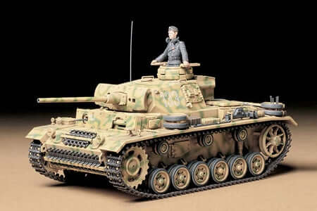 A Tamiya 1/35 German Pz.Kpfw. Ill Ausf. L priced at $49.99 available from Echelon Hobbies