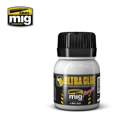 A Ammo Mig Acrylic Ultra Glue 40ml priced at $10.49 available from Echelon Hobbies