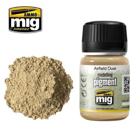 A Ammo Mig Airfield Dust Pigment priced at $8.99 available from Echelon Hobbies