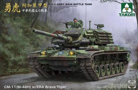 A Takom 1/35 R.O.C. Army Main Battle Tank CM-11 Brave Tiger with ERA M48H priced at $71.25 available from Echelon Hobbies