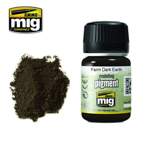 A Ammo Mig Farm Dark Earth Pigment priced at $8.99 available from Echelon Hobbies