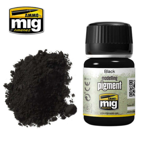 A Ammo Mig Matt Black Pigment priced at $8.99 available from Echelon Hobbies