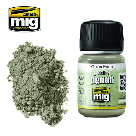 A Ammo Mig Golan Earth Pigment priced at $8.99 available from Echelon Hobbies