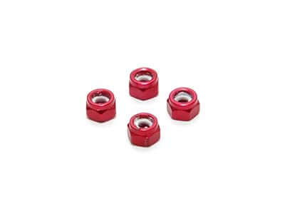 A PN Racing Aluminum 2mm Wheel Lock Nut - Red priced at $8.99 available from Echelon Hobbies