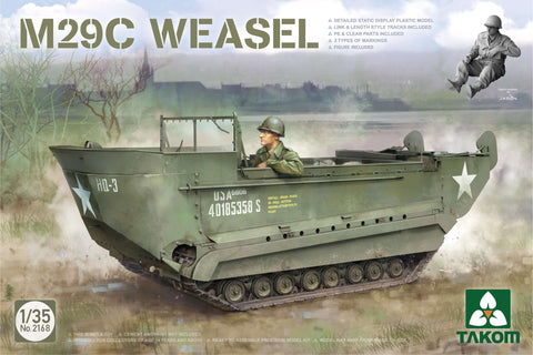 A Takom 1/35 M29C Weasel priced at $43.99 available from Echelon Hobbies