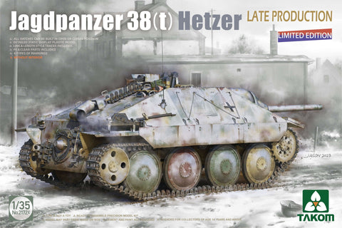 A Takom 1/35 Jagdpanzer 38(T) Hetzer Late Production (Limited Edition) priced at $39.99 available from Echelon Hobbies