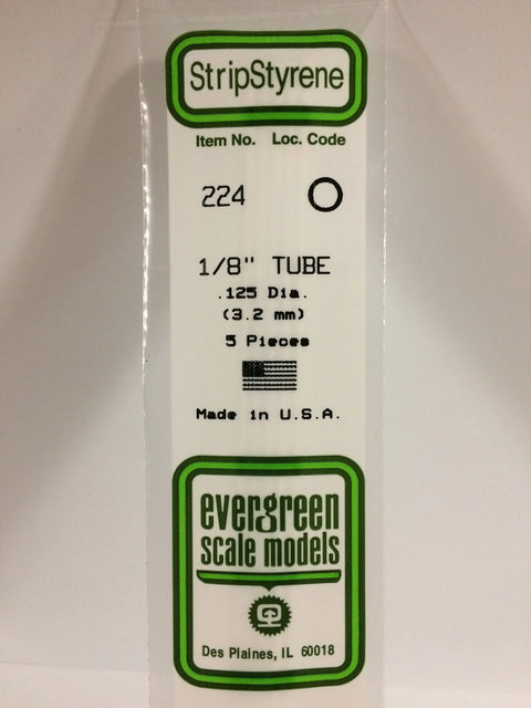 A 224 - .125" (3.2MM) OD OPAQUE WHITE POLYSTYRENE TUBING 5/pk priced at $5.99 available from Echelon Hobbies