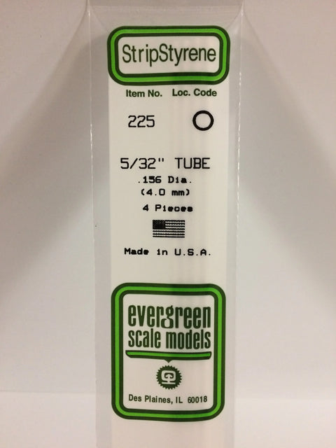 A 225 - .156" (4.0MM) OD OPAQUE WHITE POLYSTYRENE TUBING 4/pk priced at $5.99 available from Echelon Hobbies