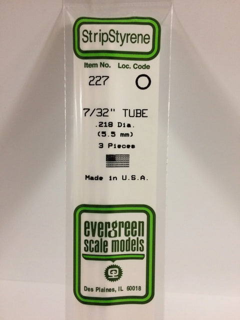 A 227 - .219" (5.5MM) OD OPAQUE WHITE POLYSTYRENE TUBING 3/pk priced at $5.99 available from Echelon Hobbies