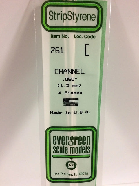 A 261 - .060" (1.5MM) OPAQUE WHITE POLYSTYRENE CHANNEL 4/pk priced at $5.99 available from Echelon Hobbies