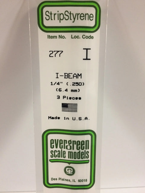 A 277 - .250" (6.3MM) OPAQUE WHITE POLYSTYRENE I-BEAM 3/pk priced at $6.49 available from Echelon Hobbies