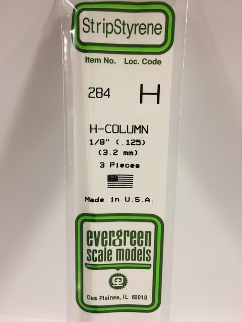 A 284 - .125" (3.2MM) OPAQUE WHITE POLYSTYRENE H - COLUMN 3/pk priced at $6.49 available from Echelon Hobbies