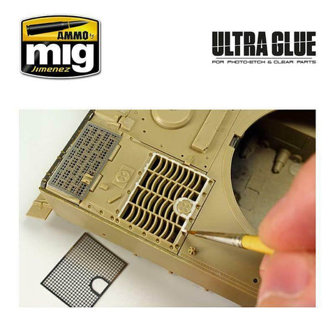 A Ammo Mig Acrylic Ultra Glue 40ml priced at $10.49 available from Echelon Hobbies