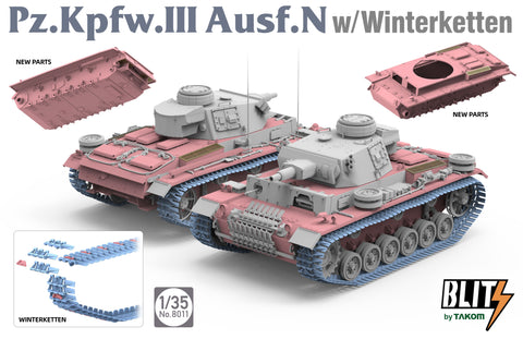 A Takom 1/35 Pz.Kpfw.III Ausf.N w/Winterketten priced at $53.75 available from Echelon Hobbies