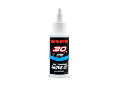 A Traxxas silicone shock oil - 30 wt, 350 cSt, 60cc priced at $10.98 available from Echelon Hobbies