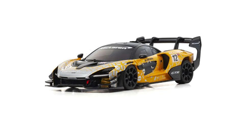 A Kyosho MINI-Z RWD readyset McLaren Senna GTR Orange priced at $269.99 available from Echelon Hobbies