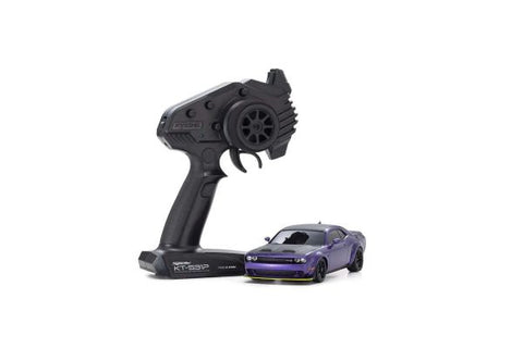 A Kyosho MINI-Z AWD DODGE CHALLENGER SRT HELLCAT REDEYE Plum Crazy priced at $279.99 available from Echelon Hobbies