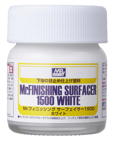 A GSI Creos Mr Finishing Surfacer 1500 White Bottle priced at $6.99 available from Echelon Hobbies