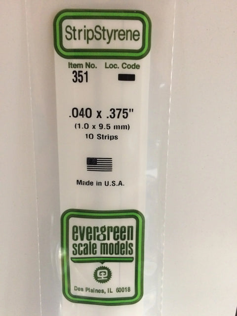 Evergreen 24" Opaque White Polystyrene Strip .040 X .375 10Pc