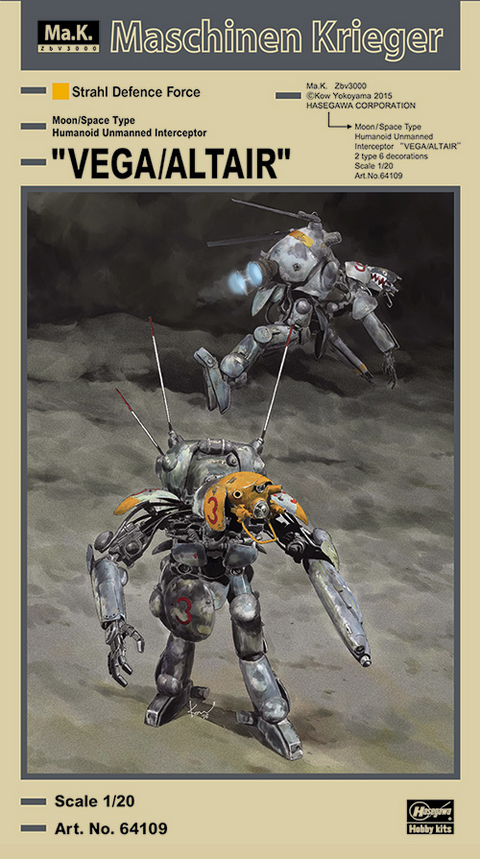 A Maschinen Krieger 1/20 Moon/Space Type Humanoid Unmanned Interceptor "VEGA/ALTAIR" priced at $65.50 available from Echelon Hobbies