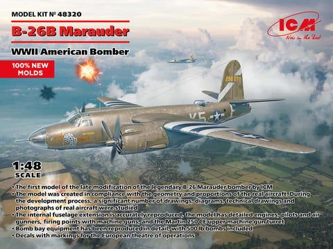 A ICM 1/48 B-26B Marauder, WWII American Bomber priced at $131.99 available from Echelon Hobbies